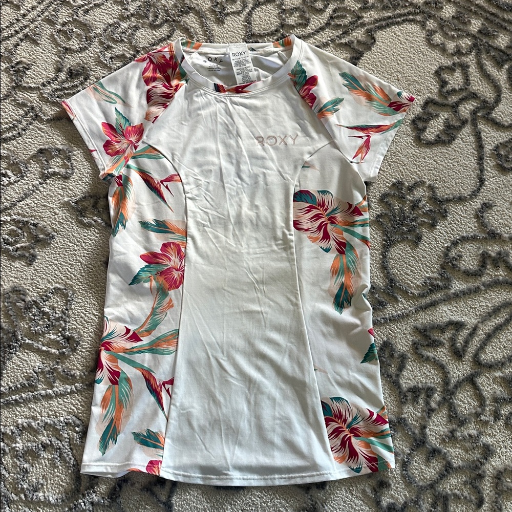 Roxy White Rash guard with Colorful Floral Accents
Never worn